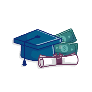 Graduation hat with money 