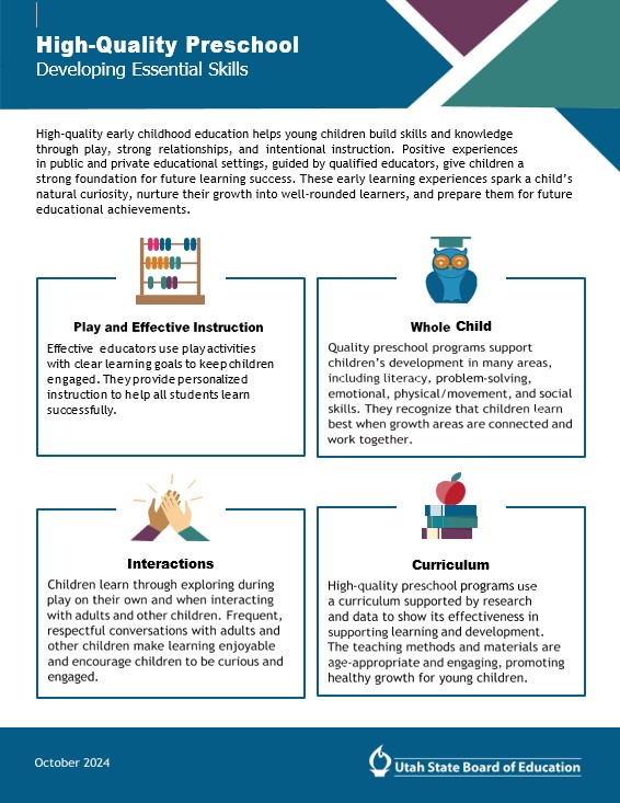 High Quality Preschool Developing Essential Skills Page One