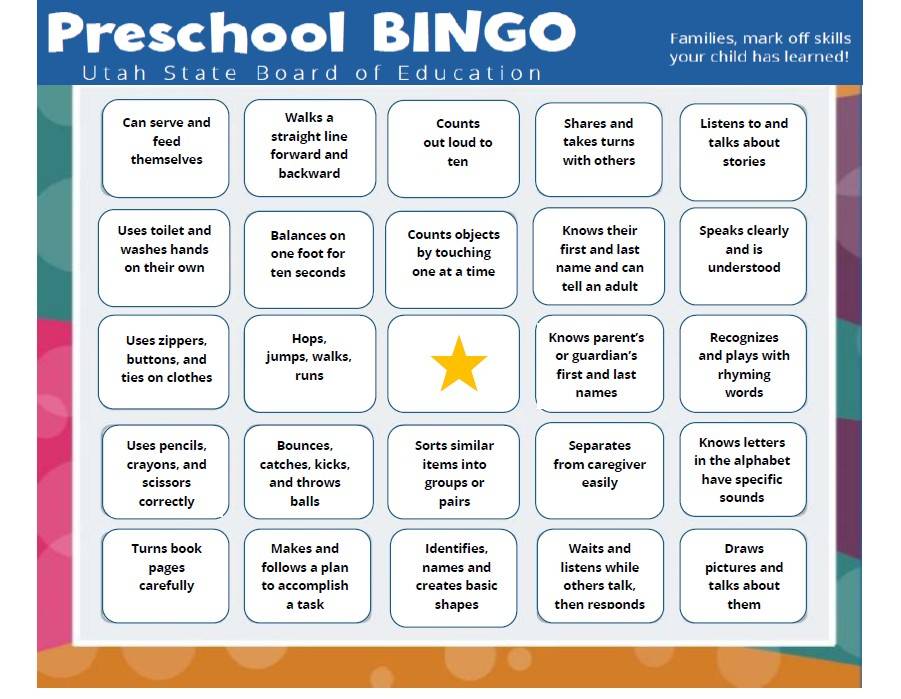Preschool Bingo Side One English Landscape