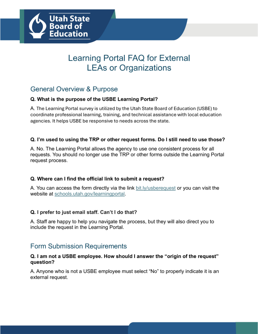 Learning Portal FAQ Thumbnail Learning Portal FAQ