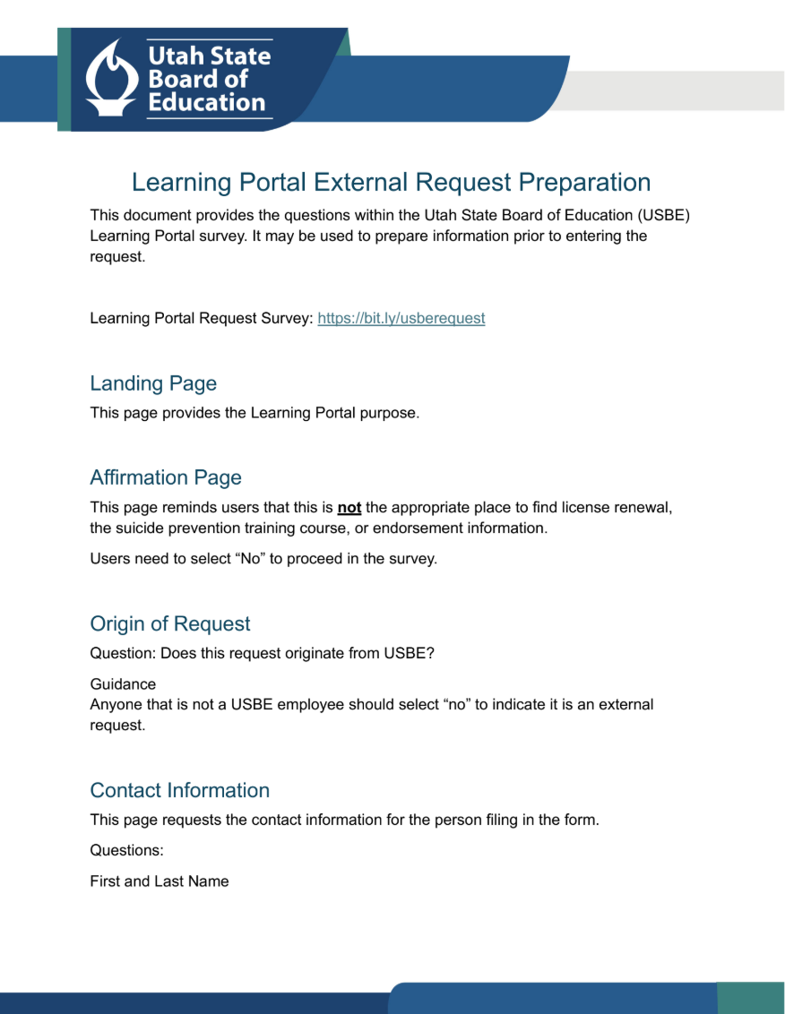 Learning Portal Preparation Thumbnail Learning Portal Preparation Document